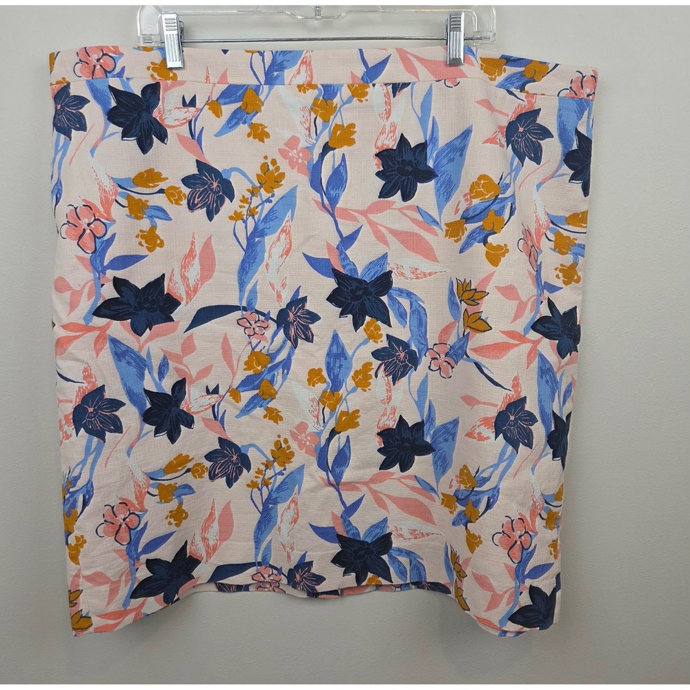 J.Crew Printed Basketweave Floral Pencil Skirt Pink Size 20 Lined Back Vent